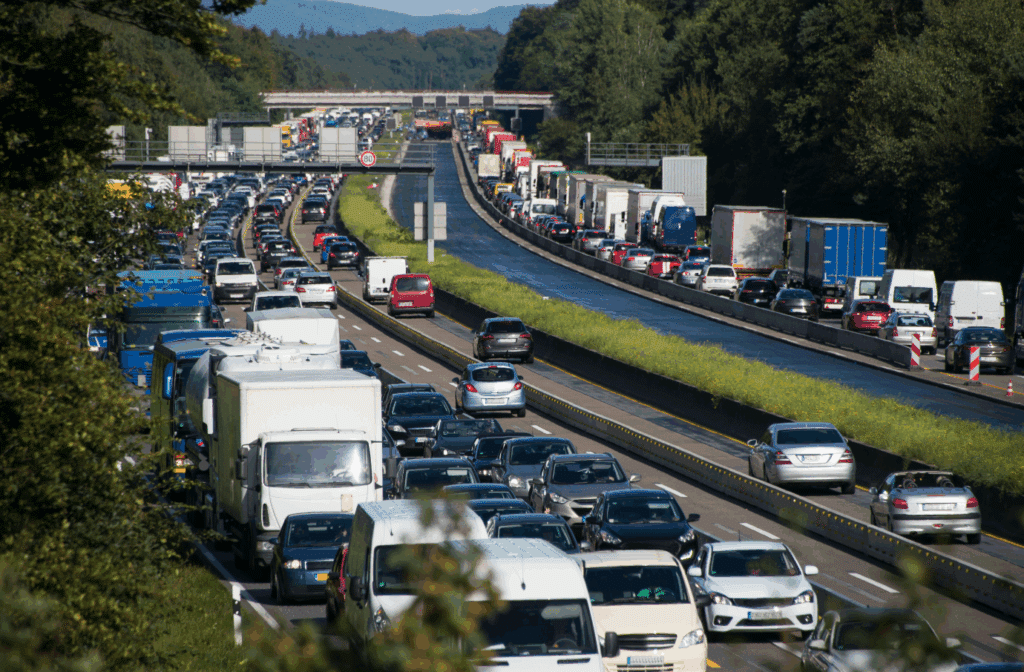 Heavy holiday traffic congestion on Alabama interstate highway during December
