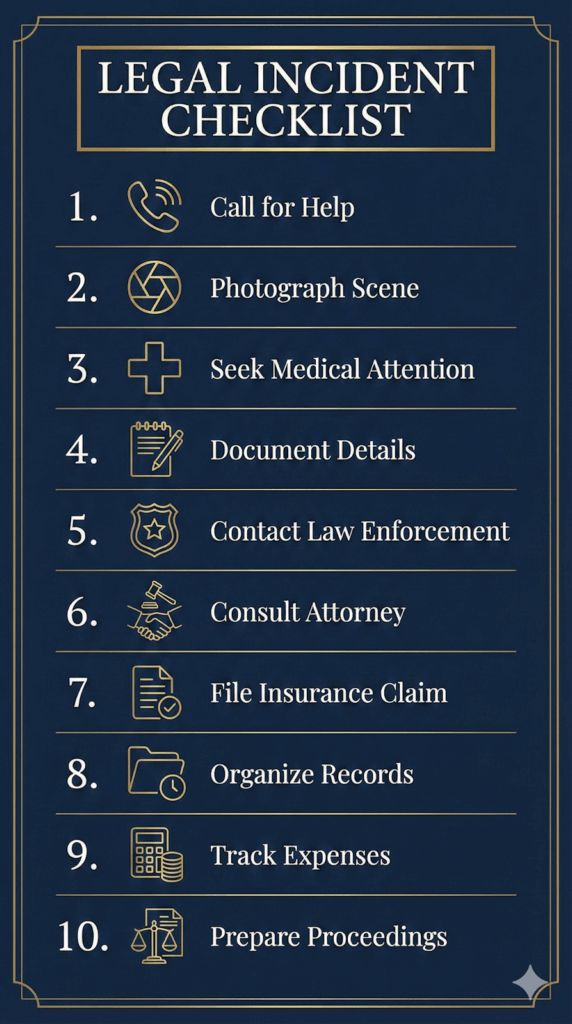 What to Do After a Car Accident in Alabama: A 10-Step Legal Checklist (Including What NOT to Say to Insurance) 2 Numbered infographic showing ten steps to take after a car accident in Alabama